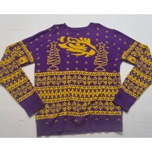 LSU Tigers mens purple/yellow Christmas Sweater tight knit Unbranded No Size Tag
